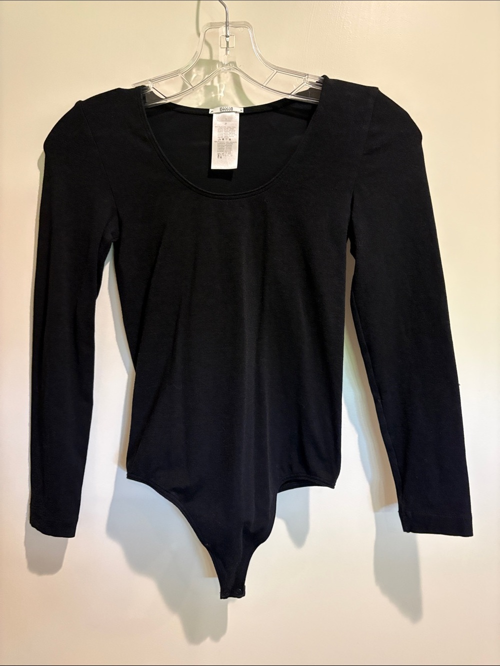 Wolford Women’s Black Long-Sleeve, Scoopneck, One-Piece Bodysuit